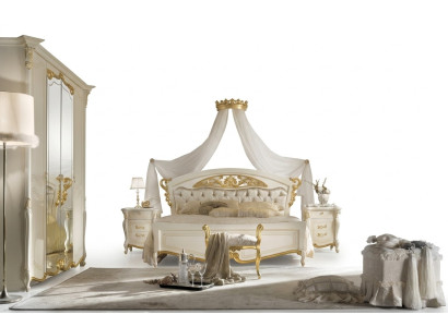 Meubles de chambre italiens Lit de designer de luxe Lits doubles Or