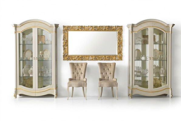 Meubles classiques de salon blancs en bois doré Vitrine Armoire de présentation Meubles