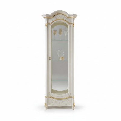 Vitrine d'angle classique en verre et bois Meuble Armoire vitrée Display case