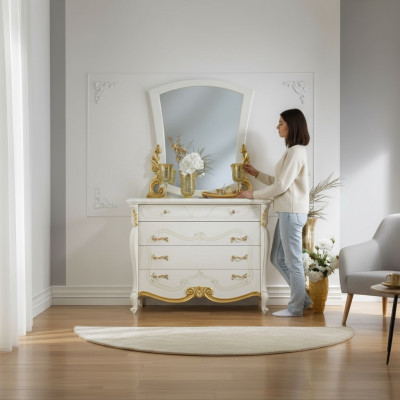 Meubles de style élégant Armoire de chambre Commode Buffet classique avec miroir