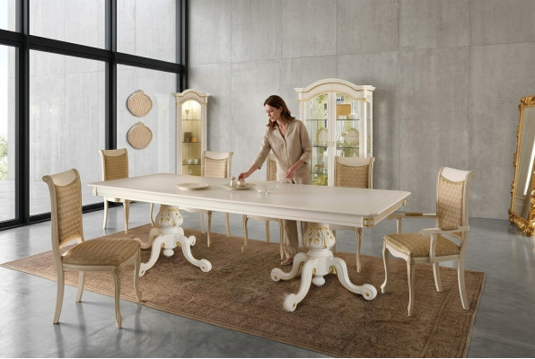 Table de salle à manger r classique Ensemble de salle à manger en bois 6x Chaise Set Chaises Lehn nouveau