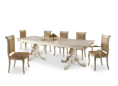 Table de salle à manger r classique Ensemble de salle à manger en bois 6x Chaise Set Chaises Lehn nouveau