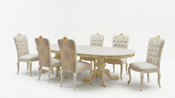 Meubles italiens en bois massif Salle à manger 6x Chaises Groupe de chaises à dossier Suite