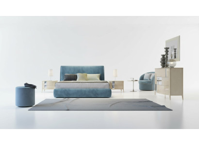 Ensemble de chambre à coucher de 3 pièces Lit 2x Table de chevet Console Rembourrage Lits doubles Hôtel