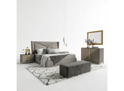 Ensemble de chambre de luxe design Lit 2x Tables de chevet Commode Décoration Suite