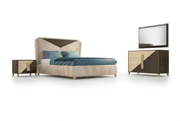 Chambre 3 pièces. Ensemble Lit 2x Lits Table de chevet Console Double Hôtel