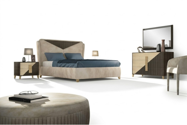 Lit Table de chevet Commode Ensemble de chambre 4 pcs. Design de luxe moderne lits nouveaux