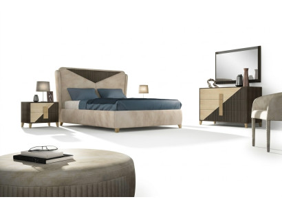 Lit Table de chevet Commode Ensemble de chambre 4 pcs. Design de luxe moderne lits nouveaux