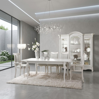 Ensemble de meubles de salle à manger italiens Groupe de salle à manger Vitrine Table 6x Chaises 8 pièces.
