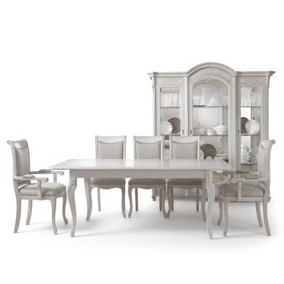 Ensemble de meubles de salle à manger italiens Groupe de salle à manger Vitrine Table 6x Chaises 8 pièces.