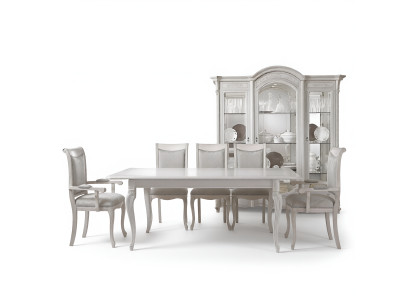 Ensemble de meubles de salle à manger italiens Groupe de salle à manger Vitrine Table 6x Chaises 8 pièces.