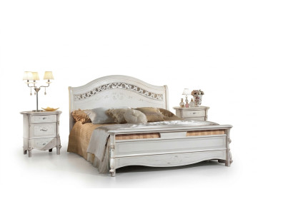 Chambre 3 pièces. Ensemble Lit 2x Table de chevet Lits Doubles Hôtel Tissu d'ameublement en bois massif