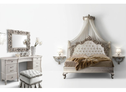 Lit + 2 tables de chevet 3 pces. Ensemble de chambre à coucher Design Moderne de Luxe Chesterfield
