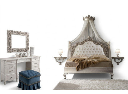 Ensemble complet de chambre à coucher Lit baroque royal Coiffeuse Table de chevet 6 pièces.