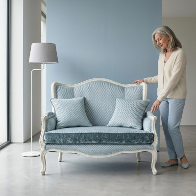Tissu de canapé en tissu noble Design Designer 2 places Meubles Classiques en Tissu