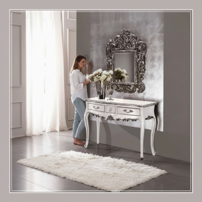 Table console avec miroir Console de luxe Décoration Commode Table murale Classique