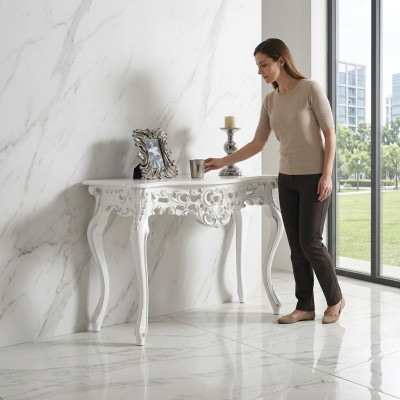 Table console de luxe design Designer Consoles Tables Bois Design Argent Classique r nouveau