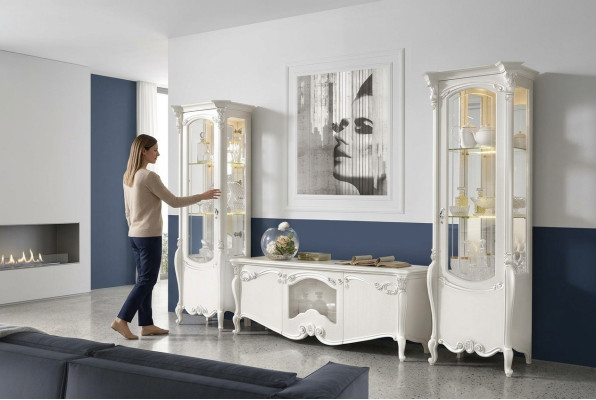 Mur vivant classique Buffet de salon Vitrine Meuble TV Étagère Murs Armoire 3 pièces.