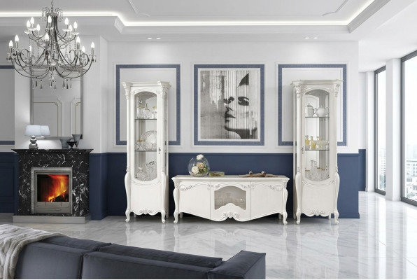 Mur vivant classique Buffet de salon Vitrine Meuble TV Étagère Murs Armoire 3 pièces.