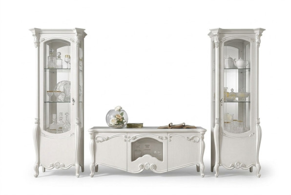 Mur vivant classique Buffet de salon Vitrine Meuble TV Étagère Murs Armoire 3 pièces.