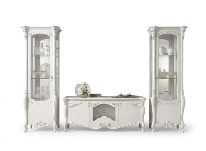 Mur vivant classique Buffet de salon Vitrine Meuble TV Étagère Murs Armoire 3 pièces.
