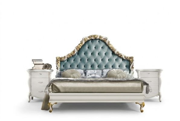Ensemble de chambre à coucher 3 pièces Lit 2x Table de chevet Console Lits d'hôtel Double Rembourrage