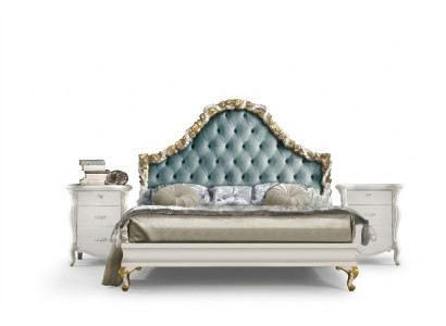 Ensemble de chambre à coucher 3 pièces Lit 2x Table de chevet Console Lits d'hôtel Double Rembourrage