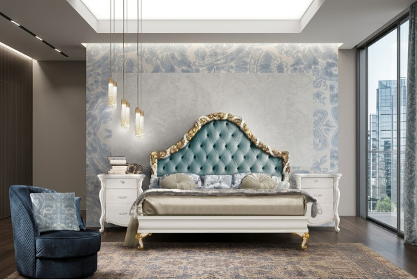 Conception de la literie de lit de luxe pour hôtel double, chambre de sommeil, mobilier italien.