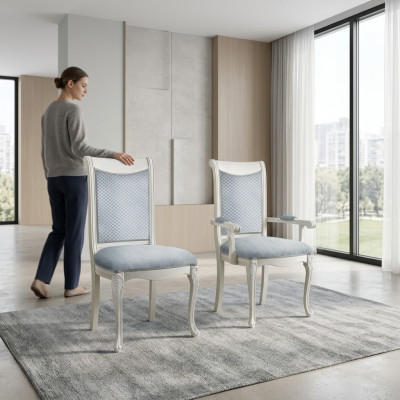 Salon Chaise Design Salle à manger Chaises en bois Rembourrage avec accoudoirs Baroque Rococo