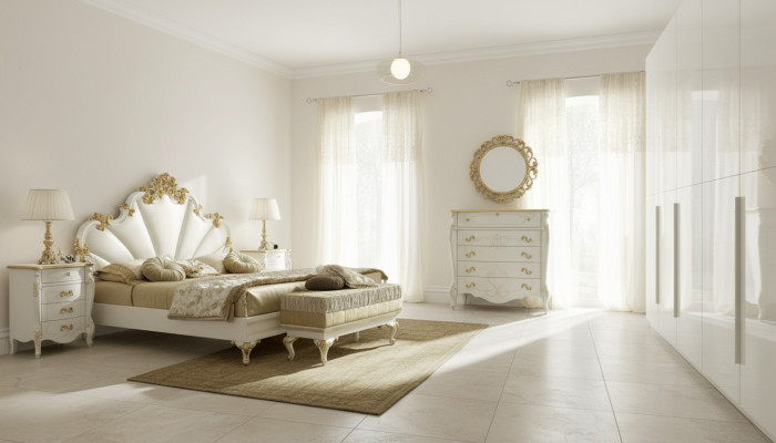 Ensemble de chambre à coucher 3 pièces Lit 2x Table de chevet Console d'hôtel Lits Double Rembourrage