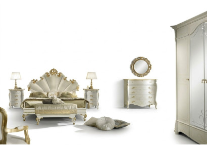 Ensemble de chambre à coucher 3 pièces Lit 2x Table de chevet Console d'hôtel Lits Double Rembourrage