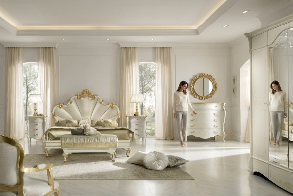 Lit classique Lit Baroque Rococo Lits de l'hôtel Lit rembourré Lit double Italie Meubles