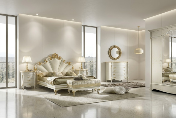 Lit classique Lit Baroque Rococo Lits de l'hôtel Lit rembourré Lit double Italie Meubles
