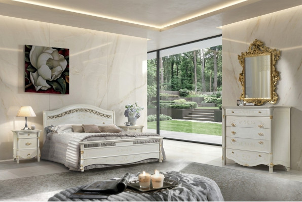 Chambre Ensemble Lit + 2x Table de chevet Rembourrage Lits de luxe Lits doubles d'hôtel