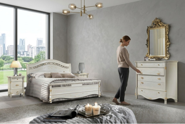 Lit double classique Lits Lit Chambre Bois Meubles Italiens