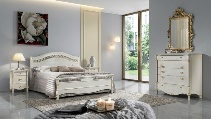 Lit double classique Lits Lit Chambre Bois Meubles Italiens