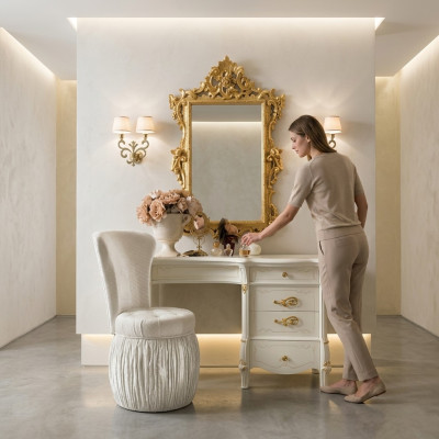 Table de toilette Miroir Tabouret Buffet Chambre Commode Baroque Rococo 3 pièces neuf