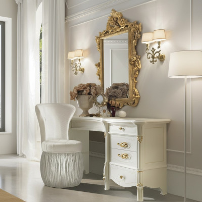 Table de toilette Miroir Tabouret Buffet Chambre Commode Baroque Rococo 3 pièces neuf