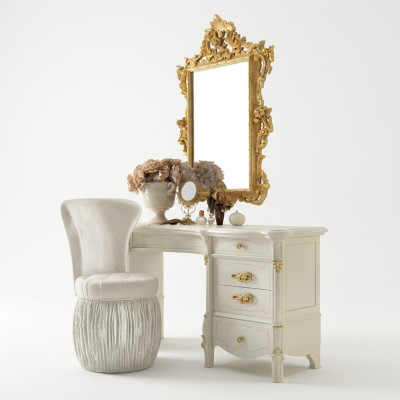 Table de toilette Miroir Tabouret Buffet Chambre Commode Baroque Rococo 3 pièces neuf