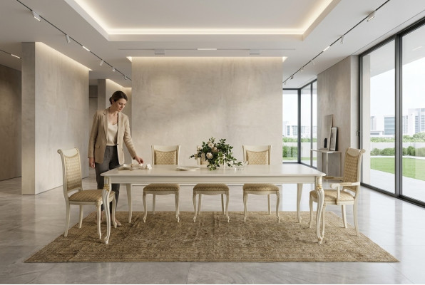 Style classique Meubles Italie Ensemble de table à manger 6 chaises Groupe Suite