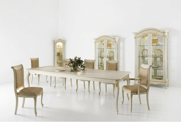 Style classique Meubles Italie Ensemble de table à manger 6 chaises Groupe Suite