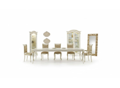 Ensemble de salle à manger 9 pièces. Table à manger 6x Chaises Vitrine Armoire Vitrines Bois massif