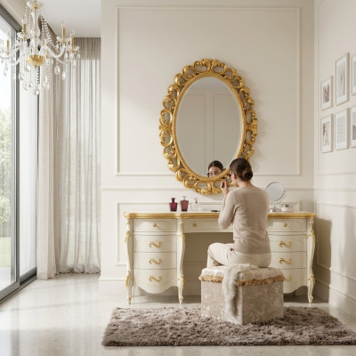 Coiffeuse Miroir Tabouret Ensemble Complet Commode Chambre Neuf 3 pièces Console