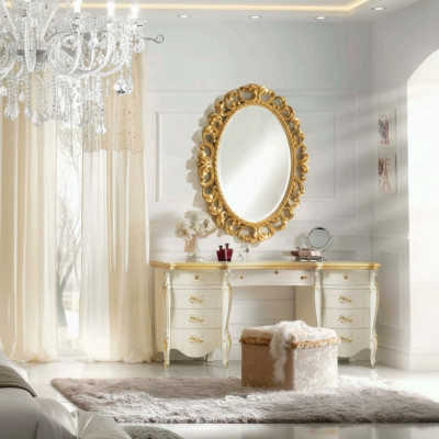 Coiffeuse Miroir Tabouret Ensemble Complet Commode Chambre Neuf 3 pièces Console