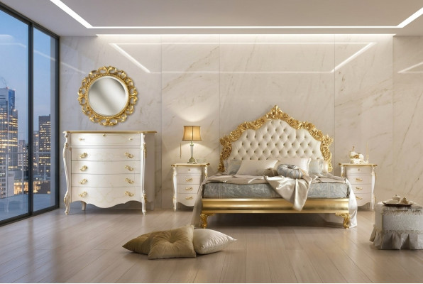 Conception de rembourrage de lit Luxe Double Hôtel Lits Chambre de sommeil 180x200cm Bois massif