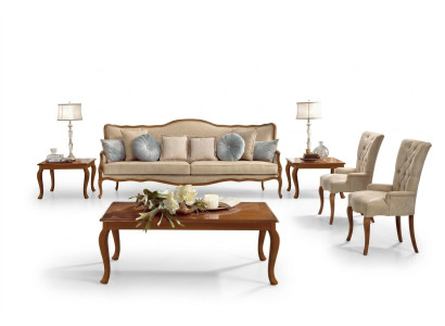 Ensemble de canapé 6 pièces. Canapé de meubles classiques Fauteuil Table d'appoint Table basse Bois