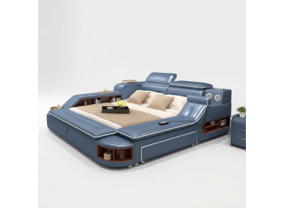 Lits en cuir Rembourrage des lits Double multifonction 180x200 Cadre de lit en cuir