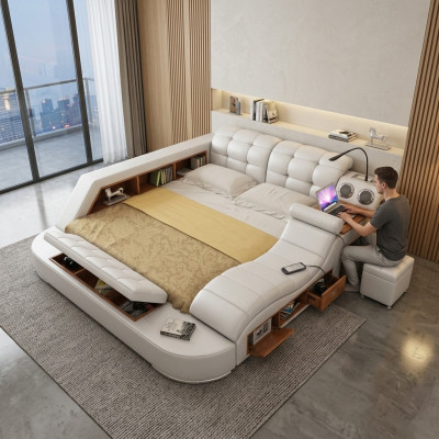 Lit multifonction - Coffre-fort - Chaise longue chauffante - USB - Double Hôtel sonore