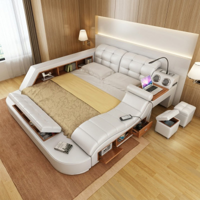 Lit multifonction - Coffre-fort - Chaise longue chauffante - USB - Double Hôtel sonore