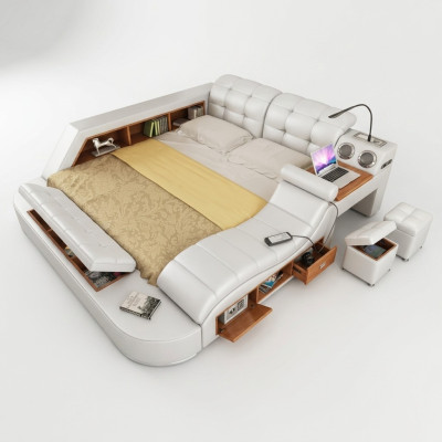 Lit multifonction - Coffre-fort - Chaise longue chauffante - USB - Double Hôtel sonore